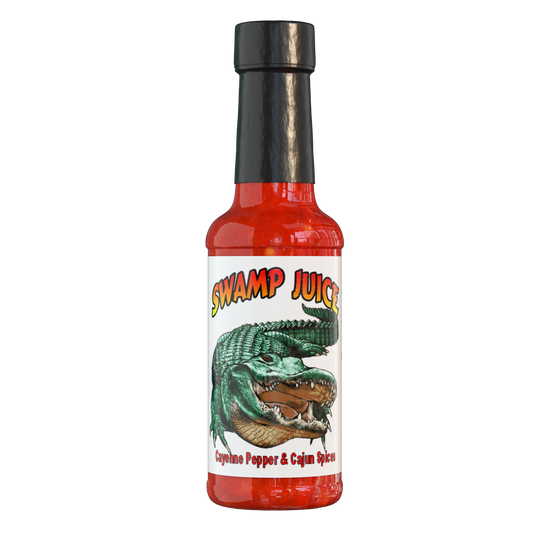 # 1 Swamp juice has  Cayenne Peppers and &nbsp;Cajun flavors, it is a MEDIUM heat sauce.